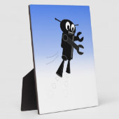 ブラックロ飛んでいるボットの青空の背景 フォトプラーク (側面)