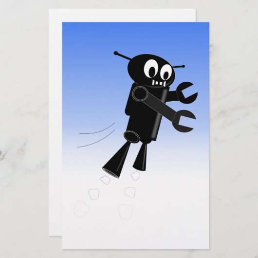 ブラックロ飛んでいるボットの青空の背景 便箋 (正面/裏面)