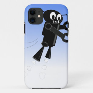 ブラックロ飛んでいるボットの青空の背景 iPhone 11 ケース