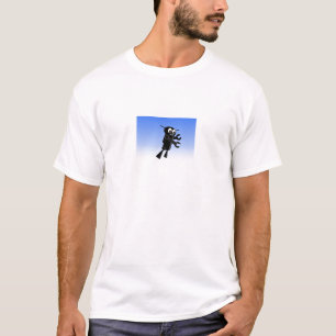 ブラックロ飛んでいるボットの青空の背景 Tシャツ