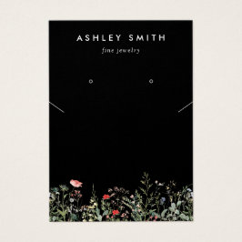 ブラックワイルドフラワーのイヤリング ネックレス ディスプレイカード