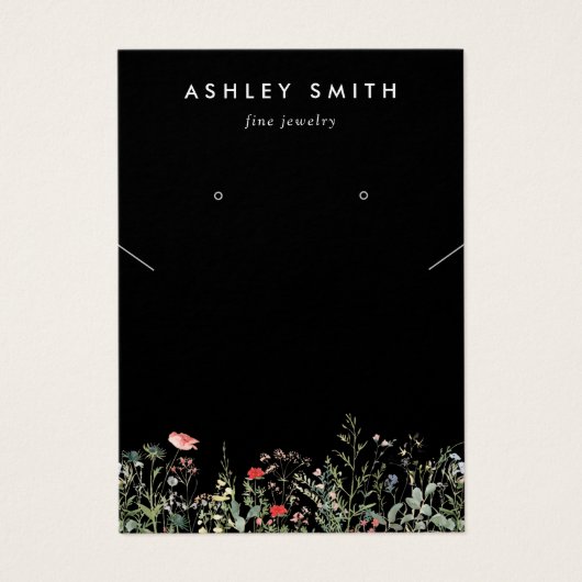 ブラックワイルドフラワーイヤリングネックレス表示カード (正面)