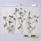 ブラックワイルドフラワーエレガントシルエット古いスクリプト 薄葉紙 (クラフト)