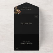 ブラックワイルドフラワーガーデンオータムボタニッ結婚クス オールインワン招待状 (外側)