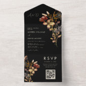 ブラックワイルドフラワーガーデンオータムボタニッ結婚クス オールインワン招待状 (内側)