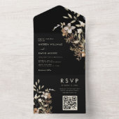 ブラックワイルドフラワーガーデン秋ボ結婚タニカル オールインワン招待状 (内側)