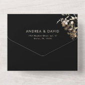 ブラックワイルドフラワーガーデン秋ボ結婚タニカル オールインワン招待状 (裏面)