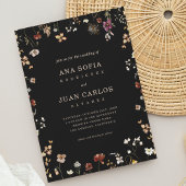 ブラックワイルドフラワーガーデン秋QRコードRSVPウェディング 招待状