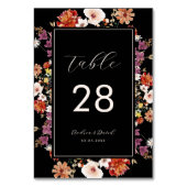 ブラックワイルドフラワーズフローラボタニカルボ結婚ホズ テーブルナンバー (正面)