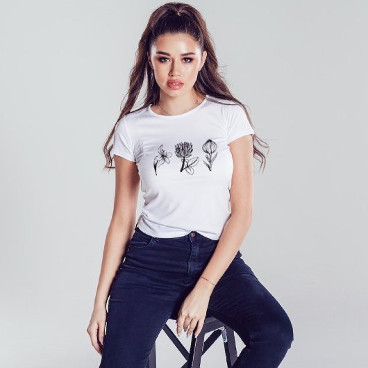 ブラックワイルドフラワーズ自然恋人フローラグラフィック Tシャツ