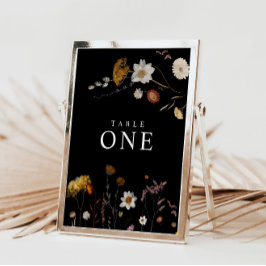 ブラックワイルドフラワーテーブル番号カード 招待状