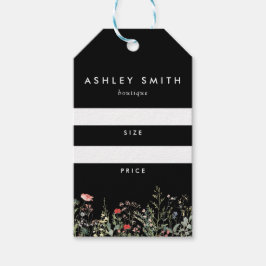 ブラックワイルドフラワーメドープライスラベル ギフトタグ