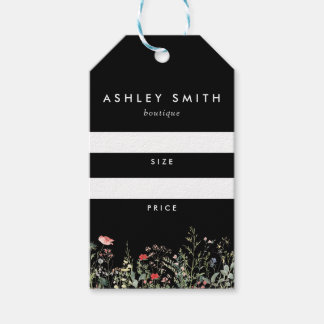 ブラックワイルドフラワーメドープライスラベル ギフトタグ