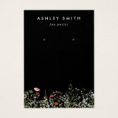 ブラックワイルドフラワー牧草地イヤリング表示カード (正面)