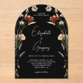 ブラックワイルドフラワー結婚ズ アクリル招待状 (正面)