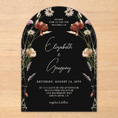 ブラックワイルドフラワー結婚ズ アクリル招待状 (正面)