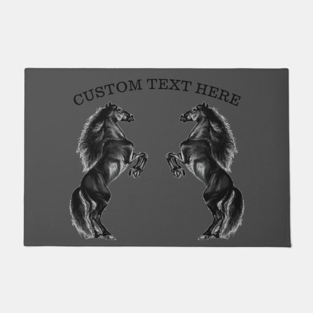ブラックワイルドホースのカスタム文字 ドアマット (正面)