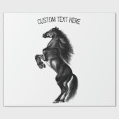 ブラックワイルドホースラッピング紙とカスタム文字 ラッピングペーパー (フラット)