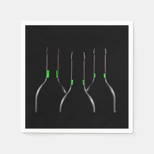 ブラックワインボトル標準カクテルペーパーナプキン スタンダードカクテルナプキン (正面)