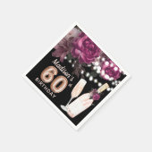 ブラックワインラグジュアリー60誕生日 パーソナライズされた スタンダードカクテルナプキン (角)