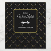 ブラックワインラベルのカスタムダイヤモンドパターン ワインラベル (シングルラベル)