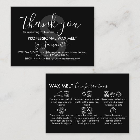 ブラックワックスメルト気にーの説明 名刺 (正面/裏面)
