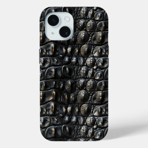 ブラックワニ革 iPhone 15ケース