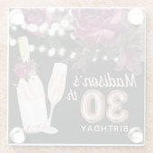 ブラックワパーソナライズされたインラグジュアリー30歳の誕生日 ガラスコースター (裏面)