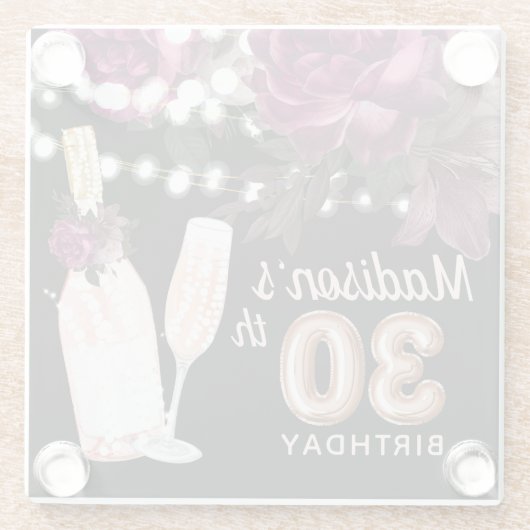 ブラックワパーソナライズされたインラグジュアリー30歳の誕生日 ガラスコースター (裏面)