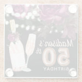 ブラックワパーソナライズされたインラグジュアリー50誕生日 ガラスコースター (裏面)