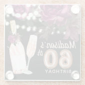 ブラックワパーソナライズされたインラグジュアリー60誕生日 ガラスコースター (裏面)