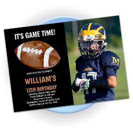 ブラックワンサッカー誕生日招待状w写真 招待状