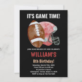 ブラックワンレッドサッカー誕生日招待状 招待状 (正面)