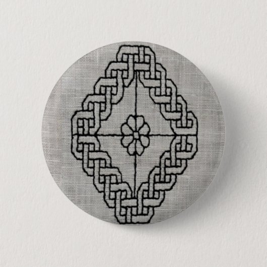 ブラックワーク刺繍ボタン 缶バッジ (正面)