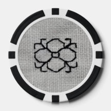 ブラックワーク刺繍ポーカーチップ