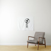 ブラックワールドグローブ名モノグラム旅行詳細を追加 タペストリー (インサイチュ(横))