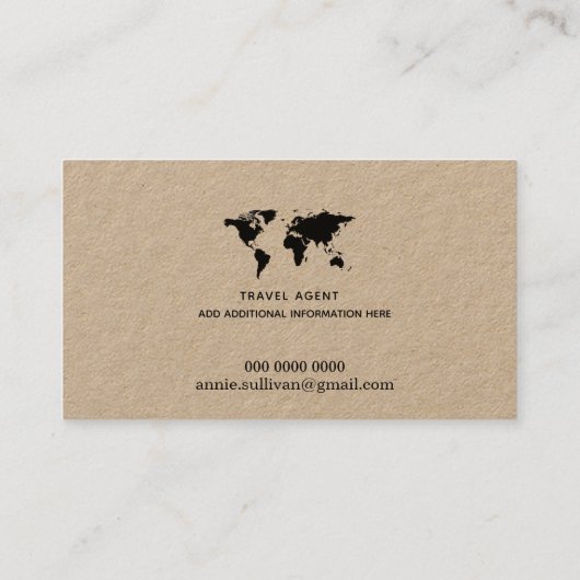 ブラックワールドマップトラベルエージェント（クラフトオプション） 名刺 (裏面)