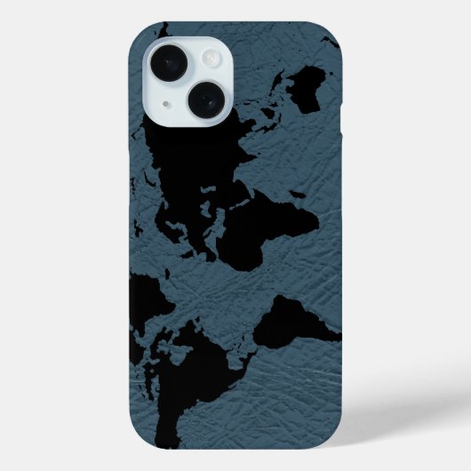 ブラックワールドマップブルー Case-Mate iPhoneケース (裏面)