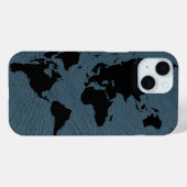 ブラックワールドマップブルー Case-Mate iPhoneケース (裏面 (横))