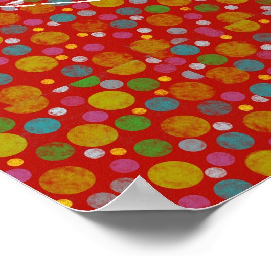 ブラックワールドマップ水玉模様 ポスター (角)