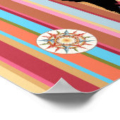 ブラックワールドマップ+カラーストライプズ ポスター (角)