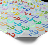 ブラックワールド地図、いかりとコンパスバラ ポスター (角)