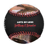 ブラックワールド最大のパパ赤いバナー写真モダン 野球ボール (裏面)