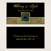 ブラックンド金ゴールドピーコックフェザー結婚式の引き出物ラベル (正面&裏面)