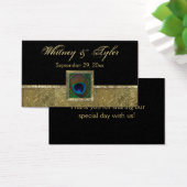 ブラックンド金ゴールドピーコックフェザー結婚式の引き出物ラベル (デスク)