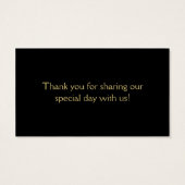 ブラックンド金ゴールドピーコックフェザー結婚式の引き出物ラベル (裏面)