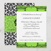 ブラックンホワイト（紋章の）フラ・ダ・リダマスクブライダルシャワー 招待状 (正面/裏面)