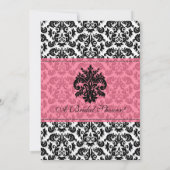 ブラックンホワイト（紋章の）フラ・ダ・リダマスクブライダルシャワー 招待状 (裏面)