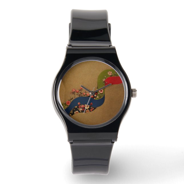 ブラックヴィンテージインスパイアウォッチとシリコンストラップ –  腕時計 (正面)