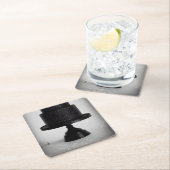 ブラックヴィンテージウェディングケーキ&スタンド スクエアペーパーコースター (インサイチュ)
